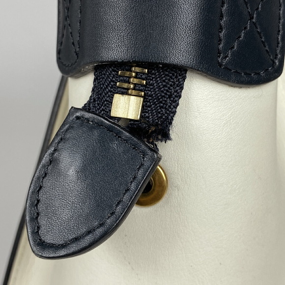 Celine Luggage Micro Shopper Leather Tote Handbag Khaki Blue White - Picture 5 of 7